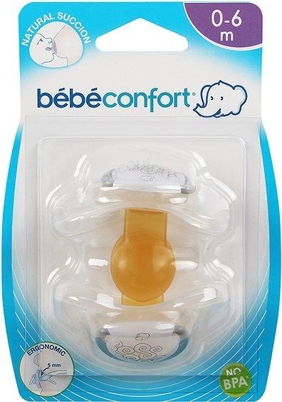Bebe Confort Пустышки латексные Physio Dummies Т1, 0-6 мес.