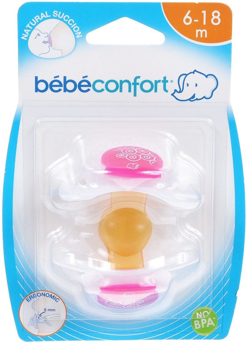 Bebe Confort Пустышки латексные Physio Dummies T2, 6-18 мес.