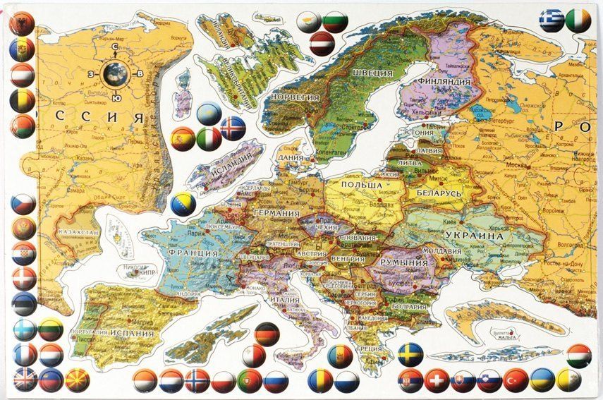 Гео-Трейд Магнитная карта-пазл "Европа" (вырезано по странам)