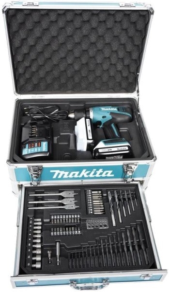 Makita Дрель-шуруповерт аккумуляторная DF457DWEX8 187651 18Вт., 2аккум., 1.5Ач., кейс., D-30667 биты