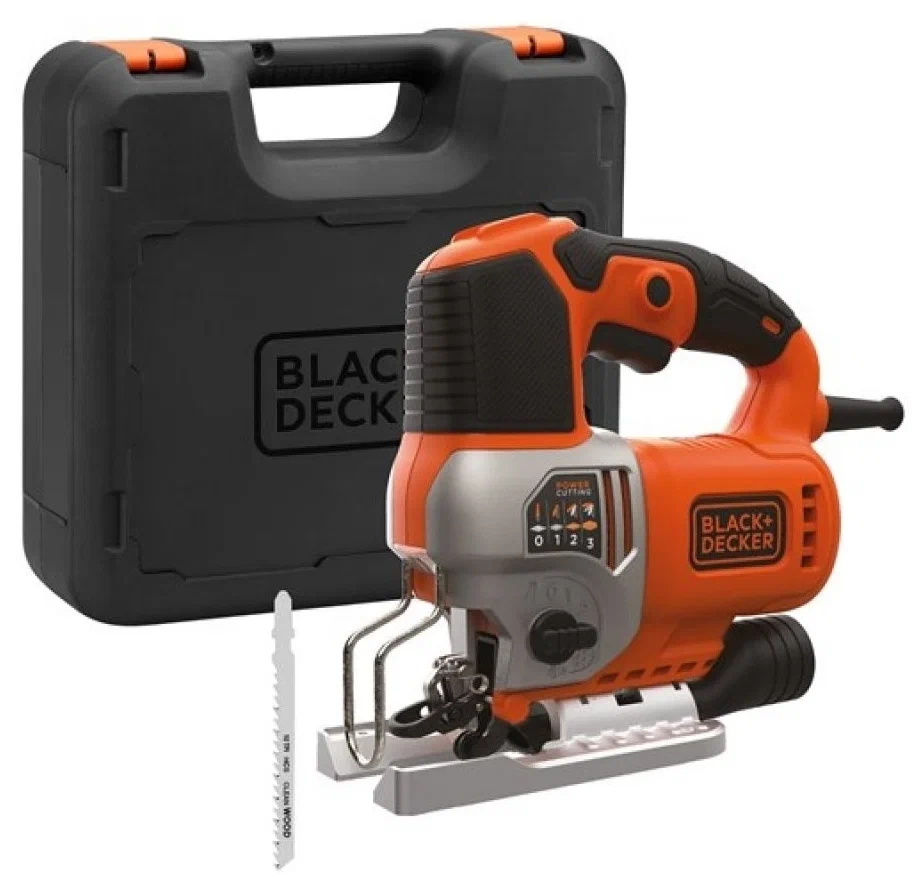 Black & Decker Электролобзик BES610K-QS, 650 Вт оранжевый/черный