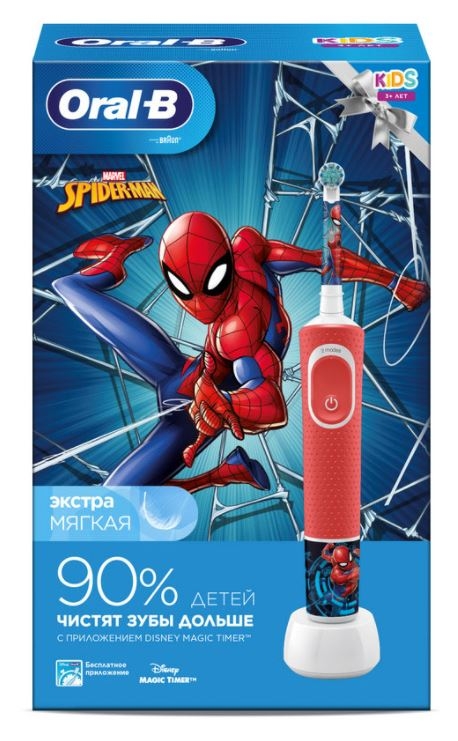 Oral-B Детская электрическая зубная щетка Vitality Kids Spiderman "человек-паук" в подарочной упаковке (D100.413.2K)