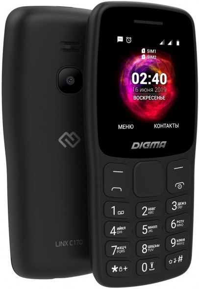 

Мобильный телефон Digma, Linx C170 (черный)