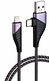 Isa Кабель U95 2 в 1 USB/Type-C на Lightning 3А, PD,1.2м