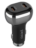 PERO Автомобильное зарядное устройство AC06 USB-C PD + USB-C PD, 50W